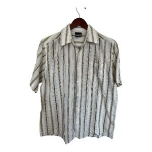 Surf Guru Striped Short Sleeve Button-Up Shirt size medium